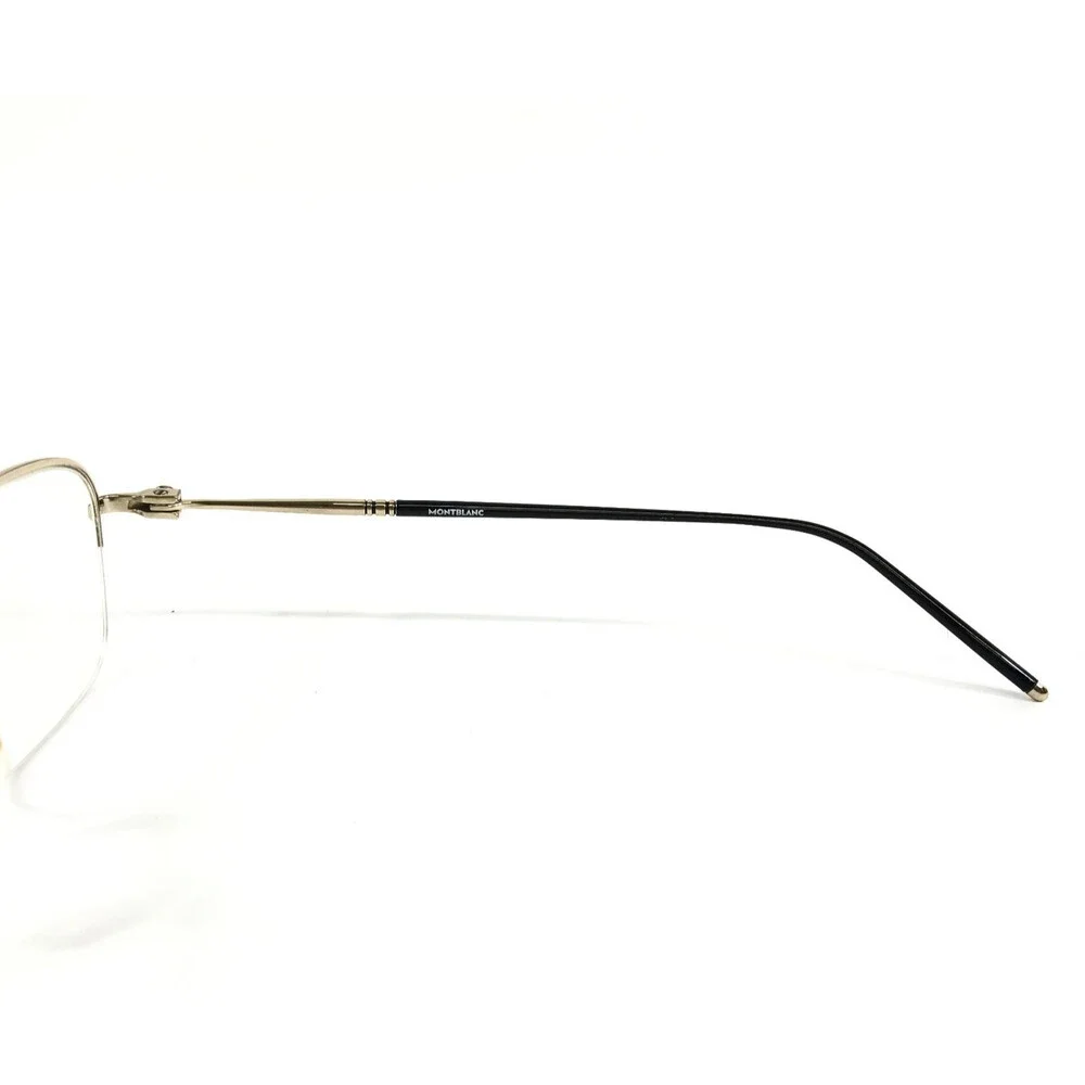 Montblanc Eyeglasses Frames MB0131O 002 Black Gold Square Half Rim 52-20-145
